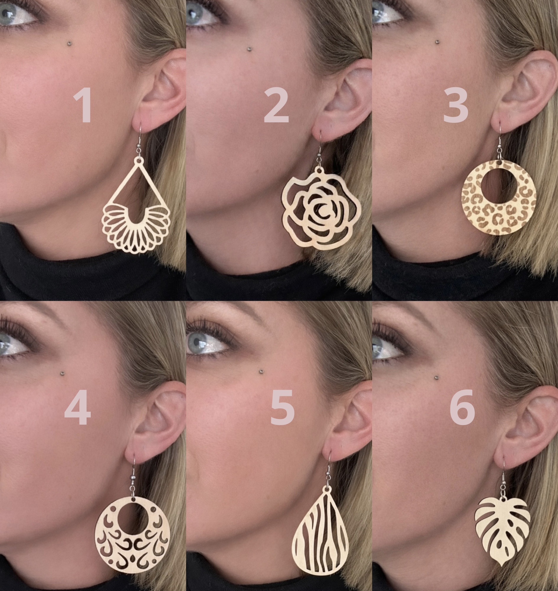 Boucles d'oreilles en bois – Image 8
