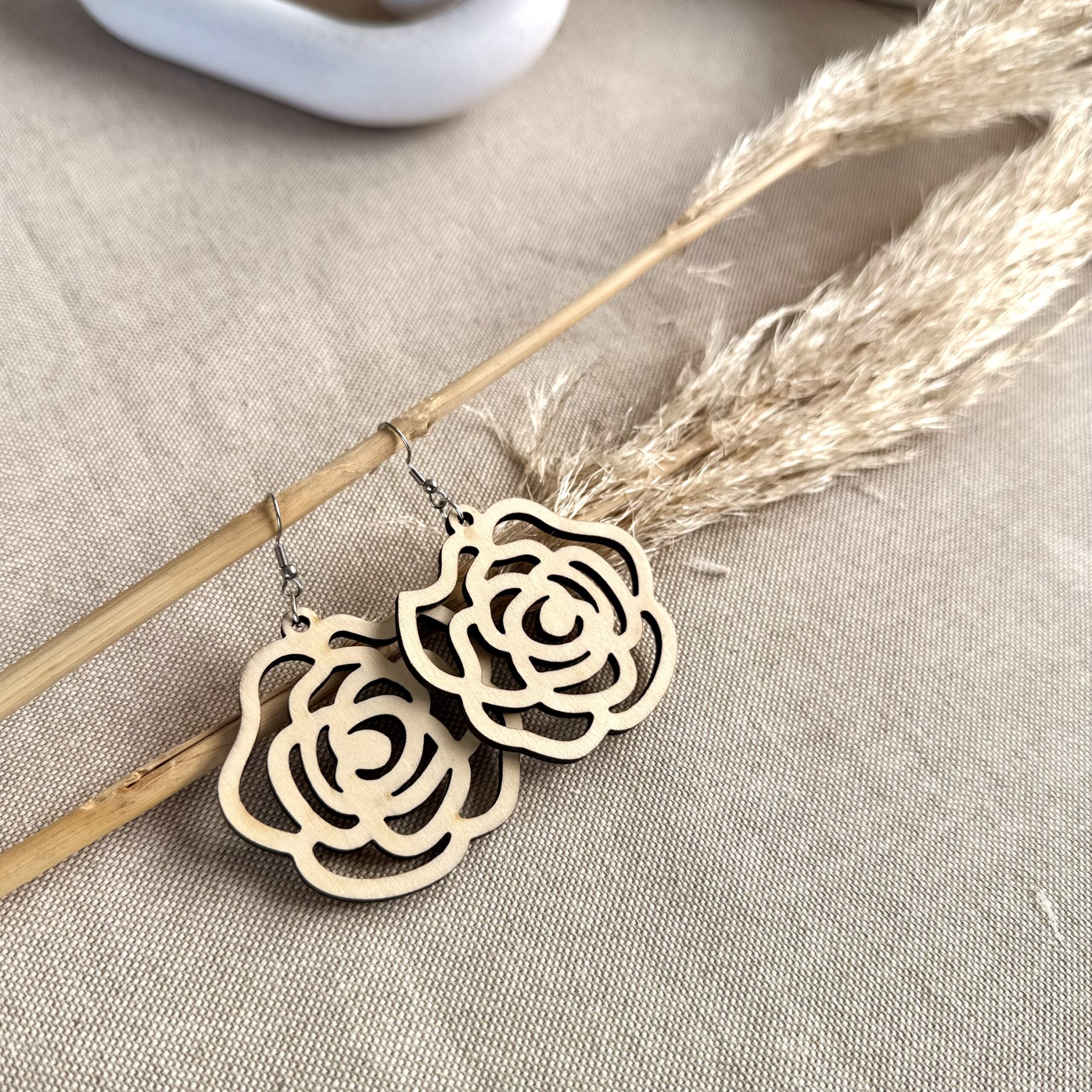 boucles d'oreilles en bois